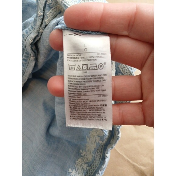 GAP Denim Dress Womens L Blue Embroidered Classic Basic - Picture 7 of 8